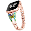 Pikkukuva 1 / 5: Sopii Apple Watch 8 -hihnalle, timantti-inlay-metalliperhonen rannekekello Rose Gold and Colorful