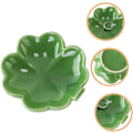 Miniatyrbillede 3 af 8: 2 stk. Keramisk pyntebakke Grøn Shamrock Ring Skål Smykke Display Plade til Boligindretning