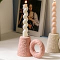 Miniatyrbillede 3 af 5: Geometrisk Kopformet Kerteholder i Keramik til Hjemmet