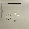 Miniatyrbillede 3 af 5: LED Hængende Lampe Køkkenø Lys Sort Guld 80cm
