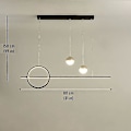 Miniatyrbillede 3 af 5: LED Hængende Lampe Køkkenø Sort Guld 80cm Lanterne