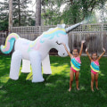 Miniatyrbilde 3 av 5: Oppblåsbar Unicorn Sprinkler Utespill for Hage