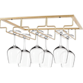 Miniatyrbillede 1 af 5: Dekorativ Metal Vin Glas Stativ Til Bar, Køkken, 3 Trins, Under Skab, Rustfrit Stål, Sort (Guld)