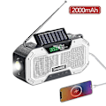 Miniatyrbillede 1 af 5: Ipx5 Vandtæt Autoscan Nødradio Solenergi Håndsvingbar Bærbar Am/fm Radio 2000/ Til Udendørs Med Lommelygte White(2000mAh)