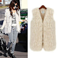 Miniatyrbillede 1 af 2: Dame Shaggy Faux Fur Vest Veste Gilet