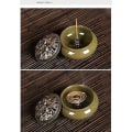 Miniatyrbillede 3 af 5: Keramisk Røgelsebrænder, Klassisk Stil Med Messing Calabash Røgelseholder Og Metal Låg (c)