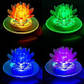 Miniatyrbild 5 av 5: Solcellsdrivna Flytande Lotuslampor för Utomhus RGB LED Damm- och Poolbelysning