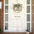 Pikkukuva 5 / 5: Tervetuloa-kyltti, Rustic Wooden Welcome Door Garland LED-valoketjuilla, 30 cm Tervetuloa-kyltti Verannan Koristeluun