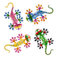 Miniatyrbillede 1 af 5: Metal Gecko Udendørs Vægskulptur, 4 Pak Lizard Vægskulpturer Og Statuer