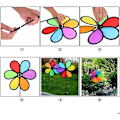 Miniatyrbillede 2 af 5: 4 stk. Farverige Vindmøller, Regnbue Vindmøller Til Græsplænen Pinwheels Vindmølle Party Pinwheel