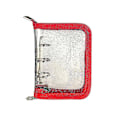 Miniatyrbild 1 av 5: Transparent PVC-pärm med metallklämma, blixtlås, mjukt skal, lösblad, 1 st, röd