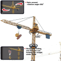 Miniatyrbilde 2 av 5: RC Tårnkran 128cm 680° rotasjon Modell 2.4g Fjernkontroll Byggekran Leke med (gul)
