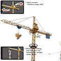 Miniatyrbillede 2 af 5: RC Tårnkran 128cm 680° rotation Model 2.4g Fjernbetjening Byggekran Legetøj Med (gul)