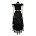 Miniatyrbillede 3 af 4: Kvinders Wednesday Addams Kostume Sæt - Gotisk Mesh Kjole 2XL With Wig