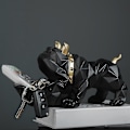 Miniatyrbillede 3 af 5: Hunde Statue Syntetisk Harpiks Nøgleopbevaringsboks Bulldog Hjem Decor Grå
