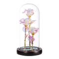 Pikkukuva 1 / 4: Galaxy Rose -kukka lahjana, ikuinen ruusu lasikuvun alla LED-valolla
