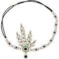 Pikkukuva 1 / 5: Art Deco 1920-luvun Flapper -tyylinen, Suuri Gatsby -inspiroima Lehtimedaljonginen Helmi Pääpanta