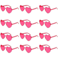 Miniatyrbilde 1 av 4: 12 Par Hjerteformede Solbriller, Kantløse Hjertebriller Bachelorette Solbriller Transparent Candyfargede Hjertebriller For Kvinner Tenåringer Festgaver Rose Red
