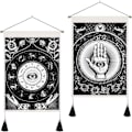 Miniatyrbild 1 av 5: Fatima-handens Väggbonader med fransar, Svart Onda Ögat Väggbonader, Astrologi Zodiac Konstellationer Väggkonst för Sovrum Vardagsrum, 35x50