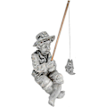 Miniatyrbild 3 av 5: Liten Fiskepojke Staty, 3D Harts Miniatyr Staty Ornament, Inomhus Utomhus Söta Karaktär Staty Trädgård Tillbehör