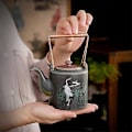 Miniatyrbilde 2 av 3: Grov Keramikk Tekanne Retro Tekanne Keramisk Vannkoker Kran