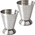 Miniatyrbilde 1 av 4: Målebeger i rustfritt stål, 2,5 oz, 75 ml, 5 ss, cocktailjiggere, pakke med 2