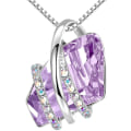 Miniatyrbild 1 av 4: Halsband med berlock och födelsedagskristall, 18k pläterat/ silverfärgat, 45,7 cm + 5,1 cm Alexandrite Light Purple