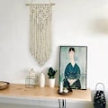 Pikkukuva 4 / 4: 40x70cm Boho-tyyläinen Kudottu Seinävaate Makramee-tapetti Perhoset Beige