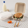 Miniatyrbillede 3 af 5: 50 stk Engangsbowle Papirmasse Nedbrydeligt Hamburgerboks