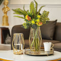 Miniatyrbilde 5 av 5: Gullvase, dekorasjoner for stue Vase for blomster og planter A