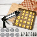 Miniatyrbillede 4 af 5: Kageformningssæt, Cookie Maker Press Gun Kit, rustfrit stål bageudstyr til kagefremstilling og glasur