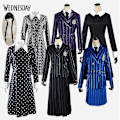 Miniatyrbilde 2 av 5: Wednesday Addams The Addams Family Nevermore Kostyme Uniform Dresssett Kvinneklær L Style 3