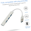 Miniatyrbild 7 av 8: USB-hubb 4 Portar USB Förlängningssplitter Aluminiumlegering Datahubb USB3.0 Datoradapter Överbelastningsspänningsskydd