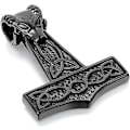 Miniatyrbillede 1 af 5: Halskæde med Thor Hammer-vedhæng i rustfrit stål til mænd, 22\" kæde, sølv sort