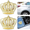 Pikkukuva 1 / 5: 2 kpl Bling Crystal 3D Auton Tunnusmerkki Tarra, Vedenkestävä Kromi Metalli Kruunu Auton Tarra