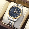 Miniatyrbillede 4 af 4: Herre-ur Kalender Kvartsur Automatisk Ikke-mekanisk Ur Diamantur Armbånd Male ls003 black bottom golden edge