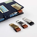 Miniatyrbillede 3 af 5: 4 Stylusclips i Læder med Klips, Læderpenneholder og Metalclips, Rustfrit Stålpen