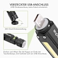 Pikkukuva 5 / 5: Super kirkas COB USB-ladattava magneettinen LED-taskulamppu 90 asteen kääntyvällä lampupäällä