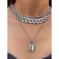 Pikkukuva 3 / 4: Rhinestone Curb Cuban Link -ketjun choker naiselle ja miehelle - Cool Hip Hop Miami Cuban timanttileikattu ketju