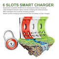 Miniatyrbillede 1 af 5: Leise 6 Slots Smart USB Batterilader til Aa Aaa Batterier
