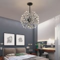 Miniatyrbillede 3 af 5: LED Pendellampe Krystal Blomsterdesign Sort Globe 50cm
