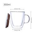 Miniatyrbilde 3 av 5: 2-pakke 350ml Glasskaffebeger med trelokk Isolerte Kopper