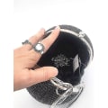 Miniatyrbilde 3 av 5: Kvinners Rund Ball Clutch Veske Blendende Full Rhinestone Tassel Ring Håndtak Lommebok Kveldsveske