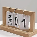 Miniatyrbild 3 av 4: Träblockskalender DIY Flip Ring Skrivbords Kontor Nordisk Dekor
