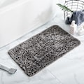 Miniatyrbillede 1 af 5: Badeværelsesmåtte Antislip Bademåtte Til Badeværelse Vandabsorberende Blød Mikrofiber Lusket Bademåtte Gray 50*80CM