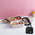 Miniatyrbillede 1 af 4: Pink Lunch Box Bento Box Dobbelt til Studerende og Kontoransatte