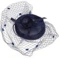 Miniatyrbilde 2 av 5: Hatt med slør for kvinner, fascinatorhatt til bryllup, fest, pillboxhatt, bowlerhatt, mini topphatt