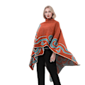Miniatyrbillede 2 af 5: Dame Poncho Sjal Vendbar Oversized Poncho Kappe Trykt Tæppe Sjal Cardigan coral