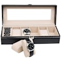 Miniatyrbillede 1 af 4: Urboks Sort Læder Mode Urboks Display Case Ur Opbevaring Organizer Box Box Armbånd