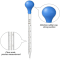 Pikkukuva 4 / 5: 3 kpl 10 ml, 5 ml ja 2 ml lasiset asteikolliset pipettit, siirtotipat